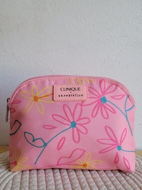 Clinique Pink Floral Womens Makeup Pouch